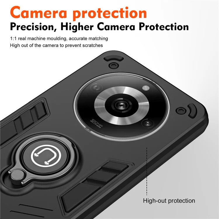 Para Realme 11 Pro+ 5G / 11 Pro 5G Funda Slim-Fit con Soporte de Anillo - Negro