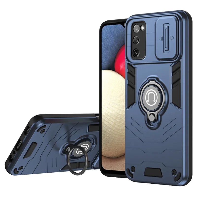 For Samsung Galaxy S20 FE 5G / S20 FE / S20 FE 2022 / S20 Lite Case Slide Lens Guard Phone Kickstand Cover - Blue