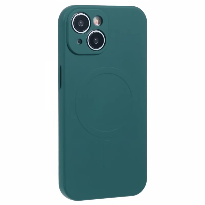 For iPhone 15 Plus Magnetic Case TPU Phone Cover Shock Absorbing - Dark Green