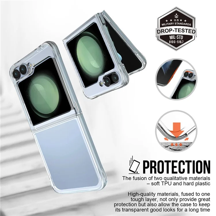 Für Samsung Galaxy Z Flip6 5G Clear Case Anti-Drop PC + TPU Handyhülle