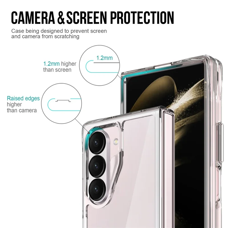 Coque pour Samsung Galaxy Z Fold6 5G, en PC + TPU, couverture de téléphone anti-chute et transparente