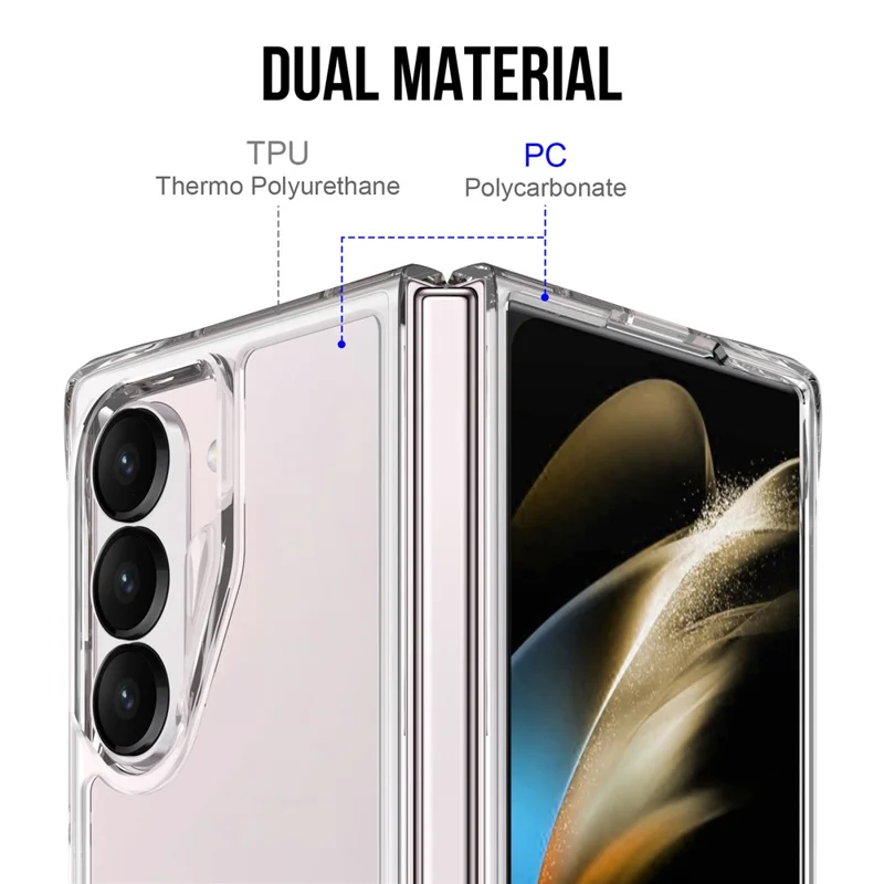 Coque pour Samsung Galaxy Z Fold6 5G, en PC + TPU, couverture de téléphone anti-chute et transparente