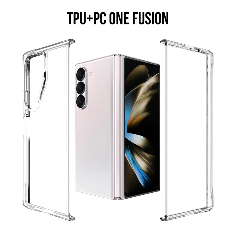 Coque pour Samsung Galaxy Z Fold6 5G, en PC + TPU, couverture de téléphone anti-chute et transparente