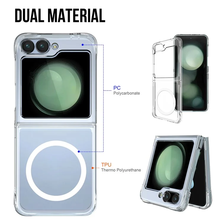 For Samsung Galaxy Z Flip6 5G Magnetic Case Transparent TPU+PC Phone Cover