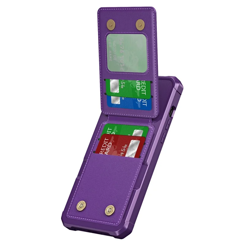 ZM11 For iPhone 14 Pro Case Card Holder Kickstand PU Leather + TPU Phone Cover - Purple
