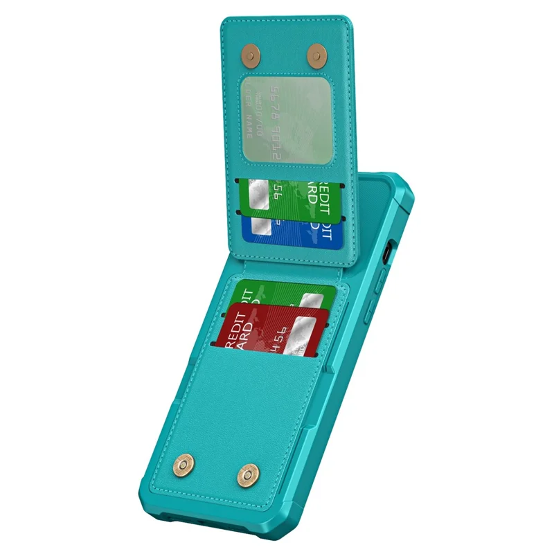 ZM11 For iPhone 15 Pro Case Kickstand Card Slots PU Leather+TPU Phone Cover - Green