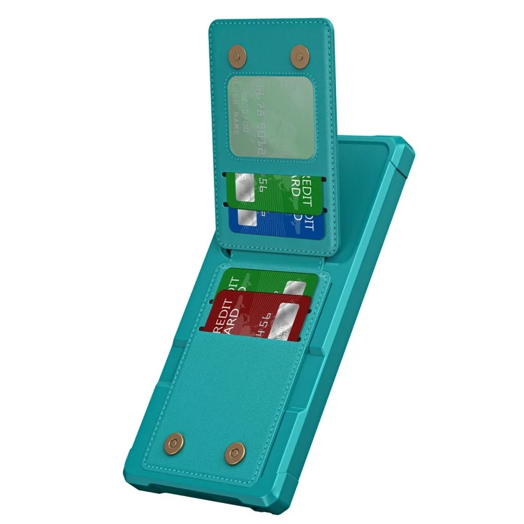 ZM11 For Samsung Galaxy S22 Ultra 5G Case with Card Holder Leather Kickstand Back Cover - Green