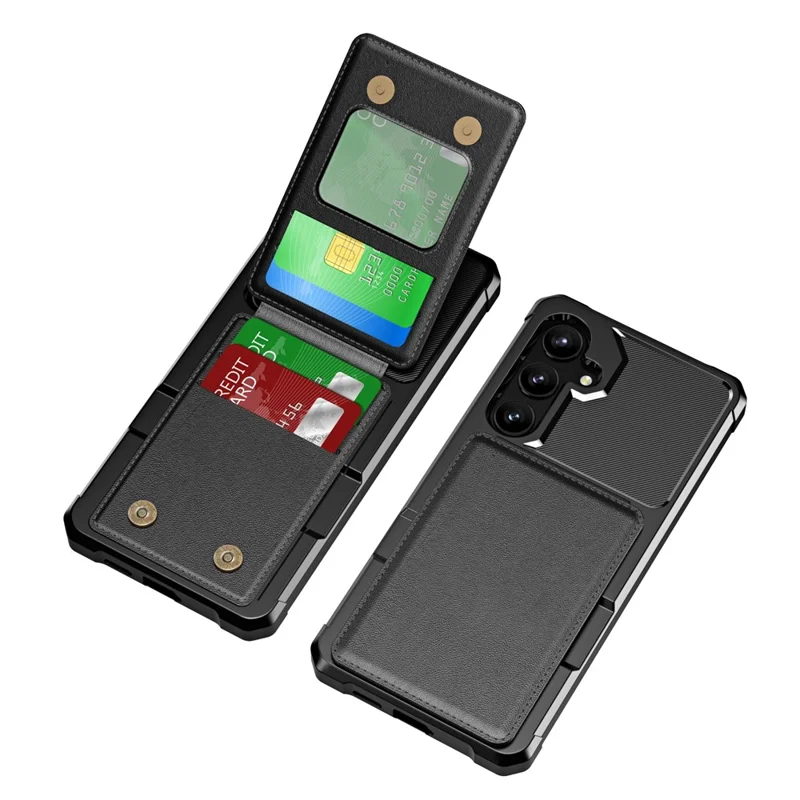 ZM11 For Samsung Galaxy A34 5G Case with Card Holder Leather +TPU Protective Cover - Black