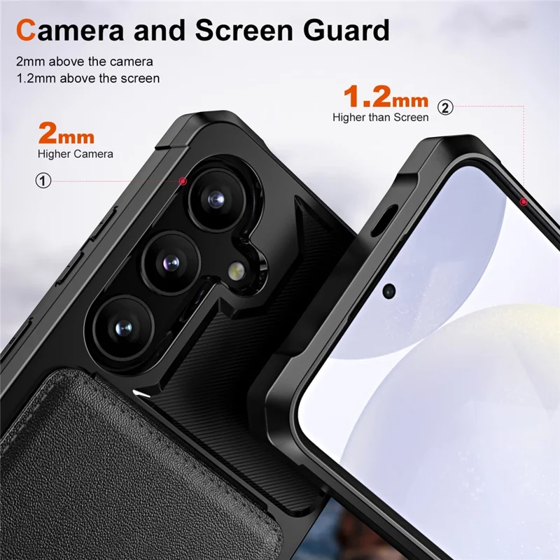 ZM11 For Samsung Galaxy A34 5G Case with Card Holder Leather +TPU Protective Cover - Black