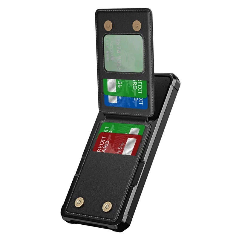 ZM11 For Samsung Galaxy A14 5G / 4G Case Card Slots Leather+TPU Anti-Drop Phone Cover - Black