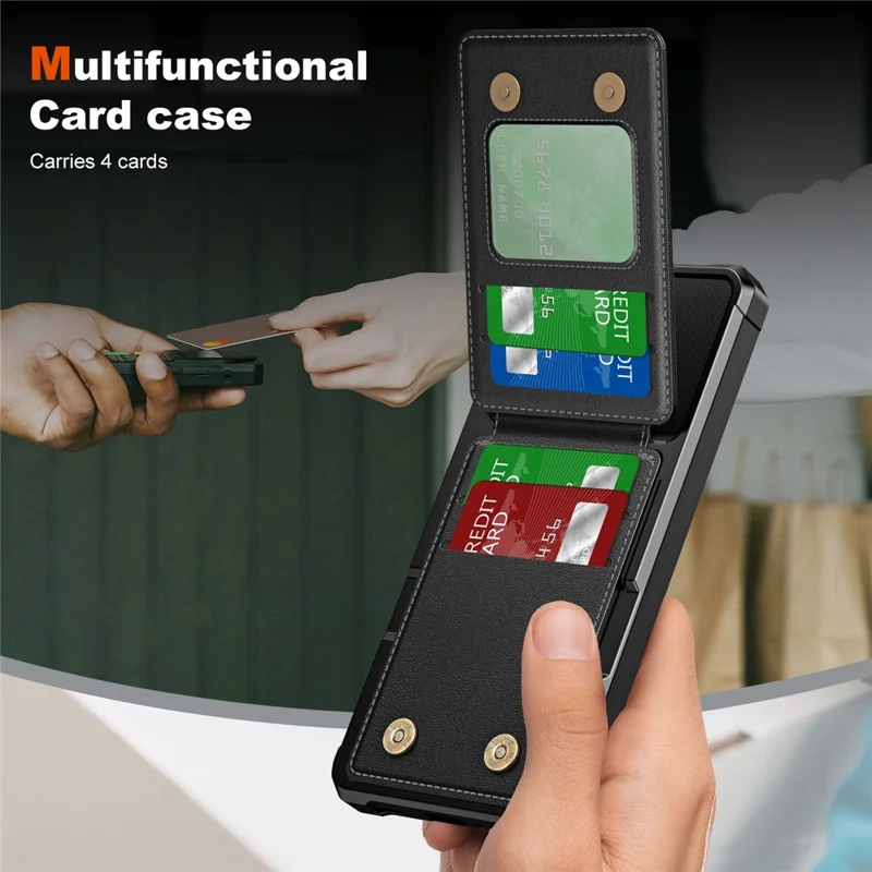 ZM11 For Samsung Galaxy A14 5G / 4G Case Card Slots Leather+TPU Anti-Drop Phone Cover - Black