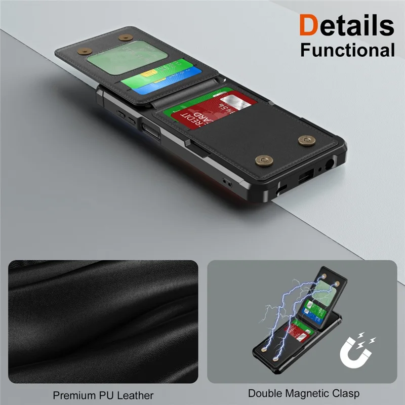 ZM11 For Samsung Galaxy A14 5G / 4G Case Card Slots Leather+TPU Anti-Drop Phone Cover - Black