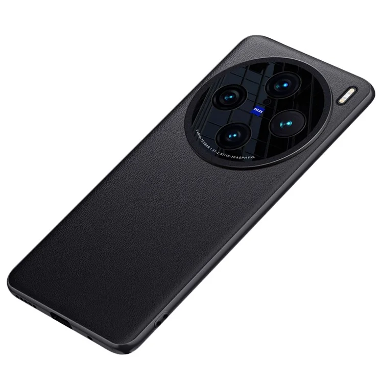 Задняя крышка для vivo X100s Pro 5G из ударопрочной кожи PU+TPU - черная
