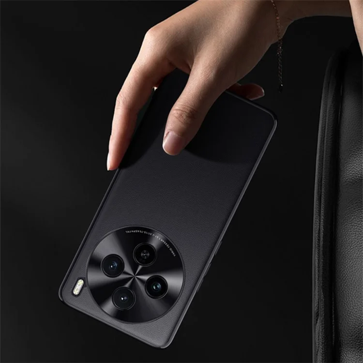 Задняя крышка для vivo X100s Pro 5G из ударопрочной кожи PU+TPU - черная