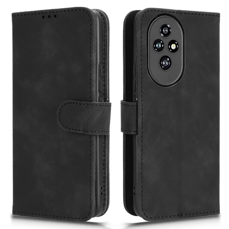 For Honor 200 5G Кошелёк Чехол PU Leather Защитный Чехол Телефона - Чёрный