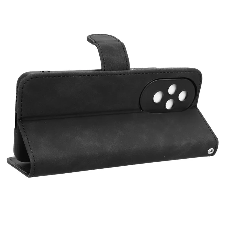 For Honor 200 5G Кошелёк Чехол PU Leather Защитный Чехол Телефона - Чёрный