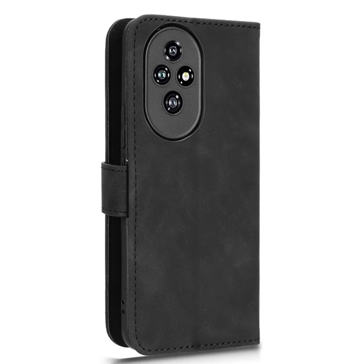 For Honor 200 5G Кошелёк Чехол PU Leather Защитный Чехол Телефона - Чёрный