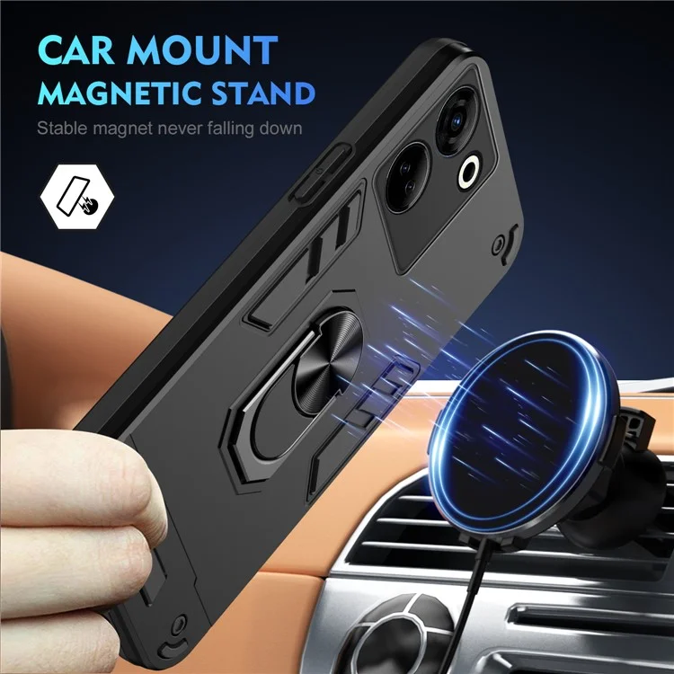 Para TECNO Camon 20 Pro 4G Capa PC+TPU Armor Phone Cover com Suporte - Preto