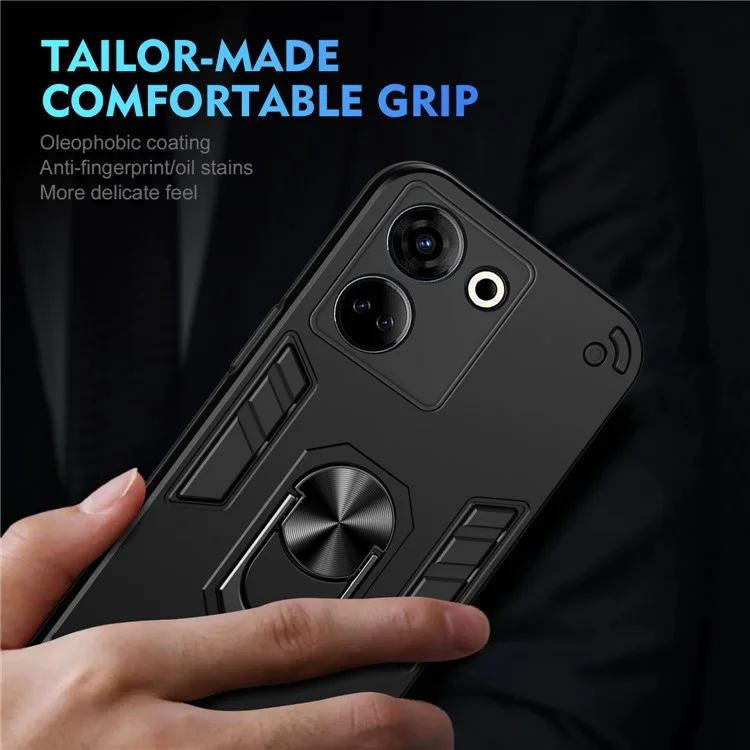 Para TECNO Camon 20 Pro 4G Capa PC+TPU Armor Phone Cover com Suporte - Preto