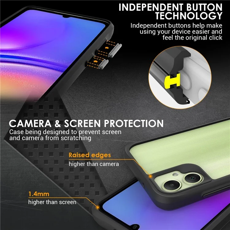 Combat X Mode Series for Samsung Galaxy A05 4G Case Four Corner Drop-Proof TPU+PC Phone Cover - Black