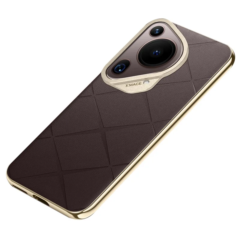 For Huawei Pura 70 Ultra Case Anti-Scratch Leather TPU Frame Phone Cover - Brown