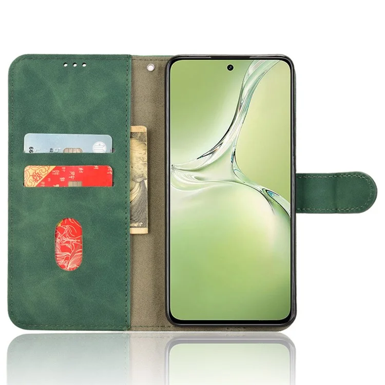 Para OnePlus Nord CE4 Lite 5G / Oppo K12x 5G (China) Funda Piel Sintética Phone Cover con Billetera, Soporte - Verde