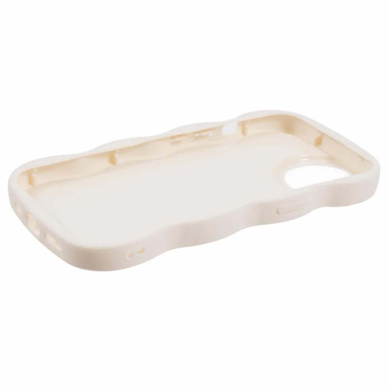 XL Series For iPhone 15 Case Wave Frame Solid Color Flexible TPU Phone Cover - White