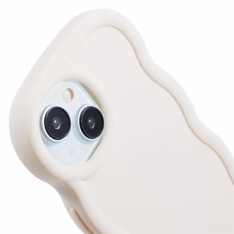 XL Series For iPhone 15 Case Wave Frame Solid Color Flexible TPU Phone Cover - White