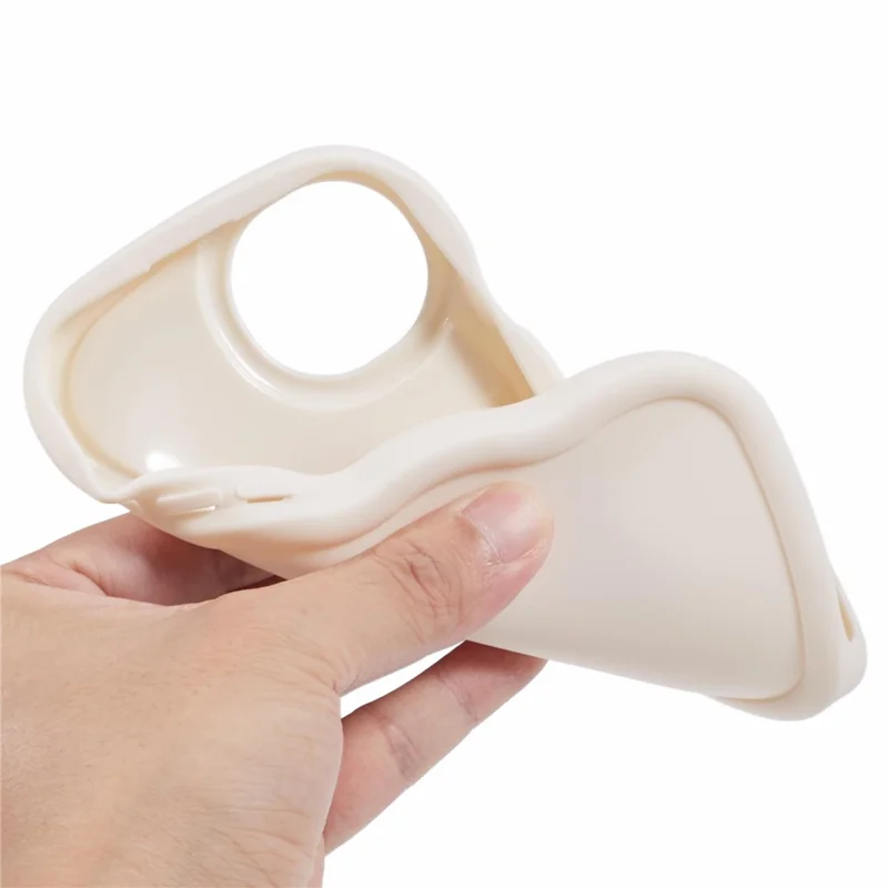 XL Series For iPhone 15 Case Wave Frame Solid Color Flexible TPU Phone Cover - White