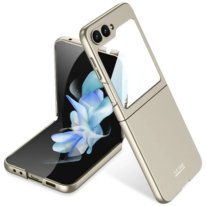 GKK per Samsung Galaxy Z Flip6 5G Custodia Ultrasottile Copertura in PC con Pellicola Schermo Piccolo - Titanio Grigio