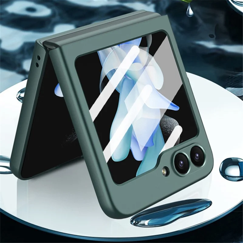 GKK per Samsung Galaxy Z Flip6 5G Custodia Ultrasottile Copertura in PC con Pellicola Schermo Piccolo - Titanio Grigio