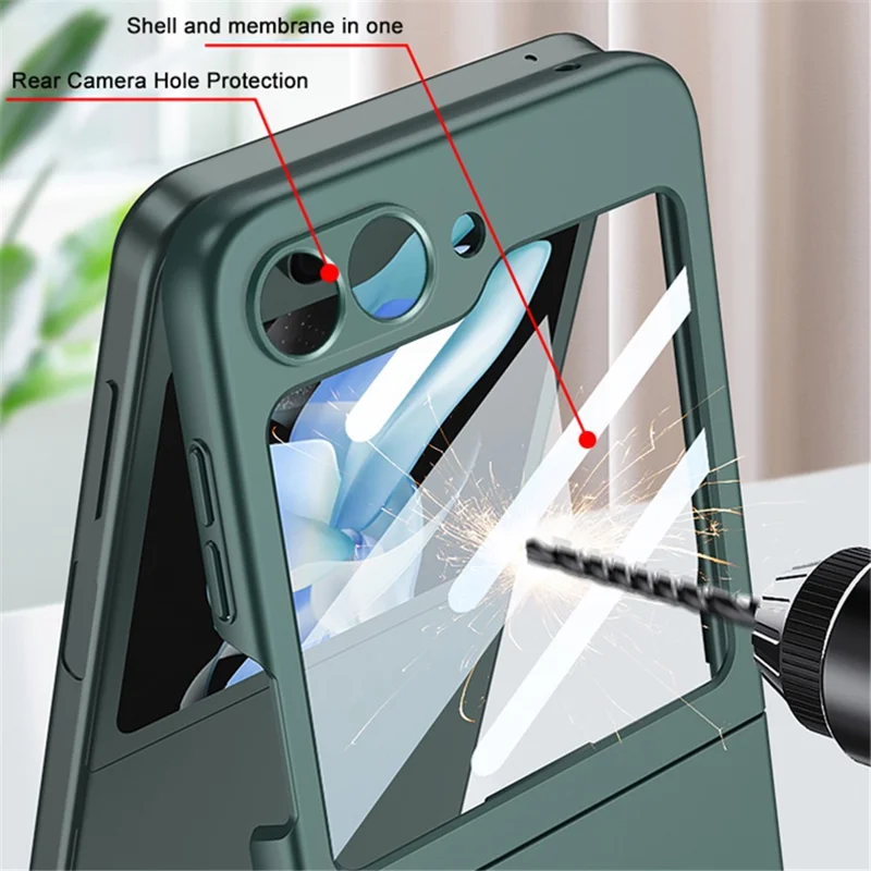 GKK per Samsung Galaxy Z Flip6 5G Custodia Ultrasottile Copertura in PC con Pellicola Schermo Piccolo - Titanio Grigio