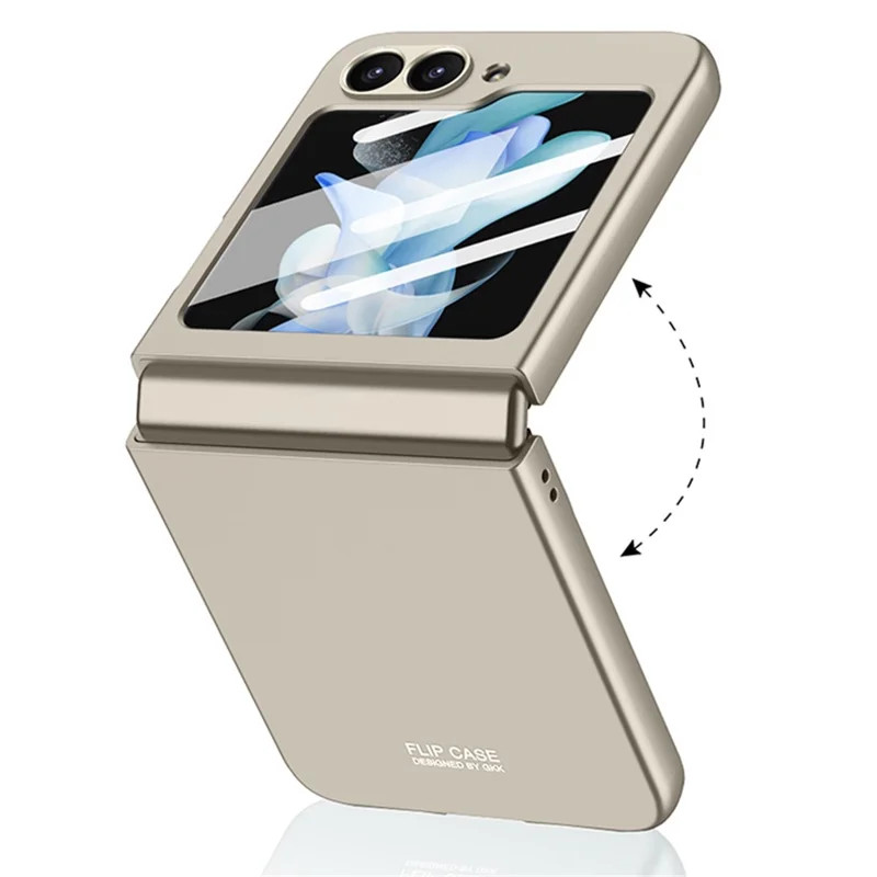 GKK per Samsung Galaxy Z Flip6 5G Custodia Ultrasottile Copertura in PC con Pellicola Schermo Piccolo - Titanio Grigio