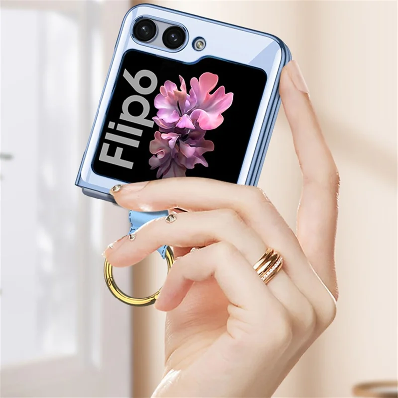GKK Für Samsung Galaxy Z Flip6 5G Kickstand Case Elektroplating PC Handyhülle mit Displayschutzfolie - Lila