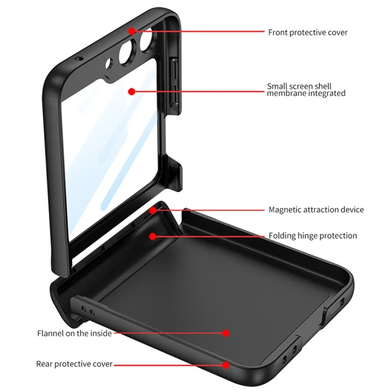 GKK Per Samsung Galaxy Z Flip6 5G Custodia Cerniera Magnetica PC Cover Telefonica con Pellicola Schermo Piccola - Rosso Vino