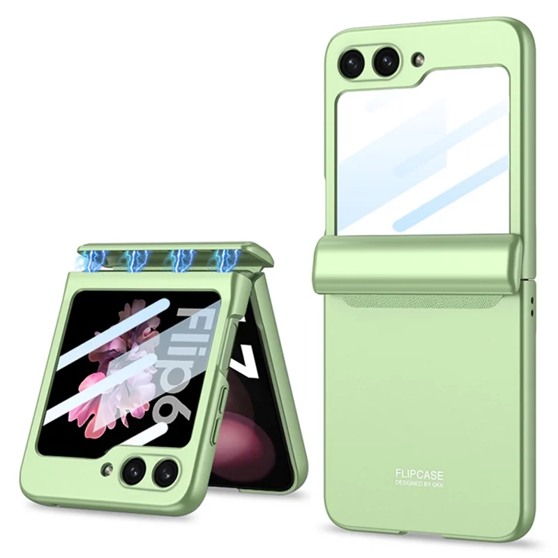GKK Per Samsung Galaxy Z Flip6 5G Custodia Cerniera Magnetica PC Cover per Telefono con Pellicola Protettiva per Piccolo Schermo - Matcha Green