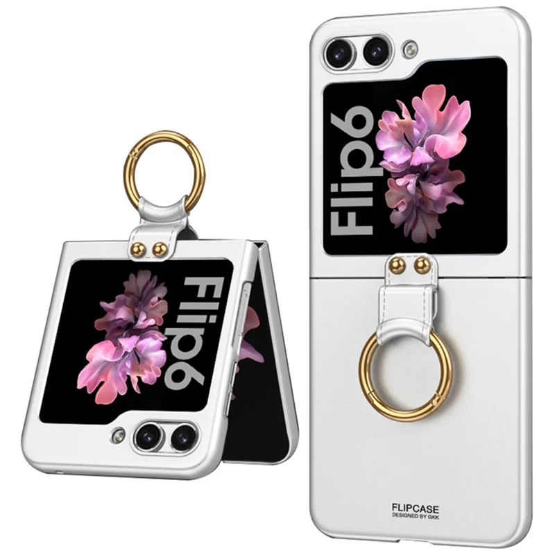 GKK For Samsung Galaxy Z Flip7 FE 5G / Z Flip6 5G Case Kickstand Ultra Thin Hard PC Folding Phone Cover - Silver
