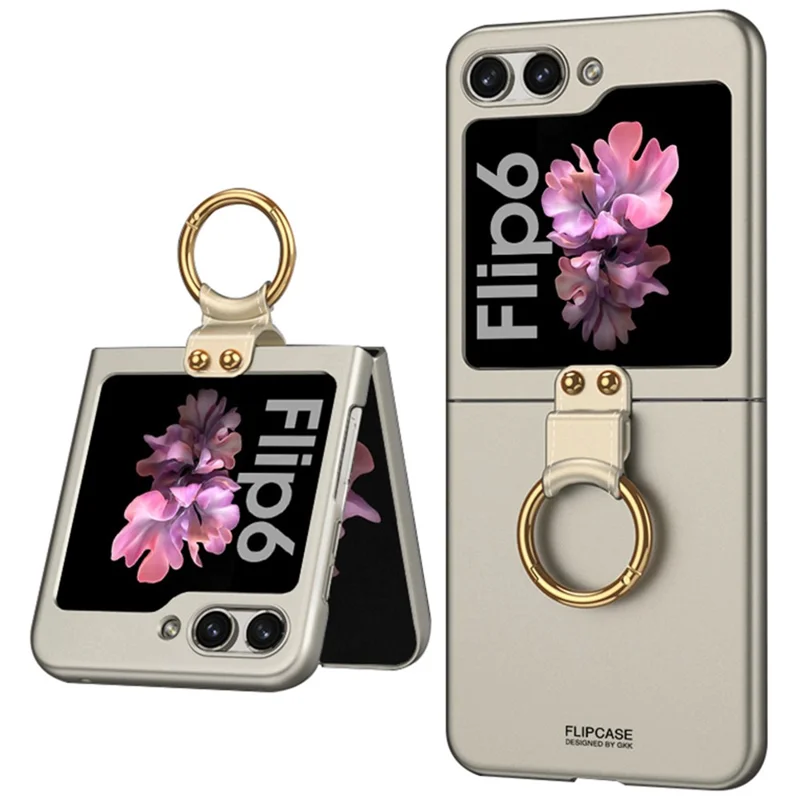 GKK для Samsung Galaxy Z Flip6 5G Чехол Kickstand Ультратонкий твердый PC Складной Чехол для телефона - Титановый Серый