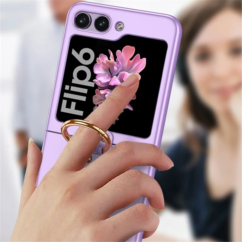 GKK для Samsung Galaxy Z Flip6 5G Чехол Kickstand Ультратонкий твердый PC Складной Чехол для телефона - Титановый Серый