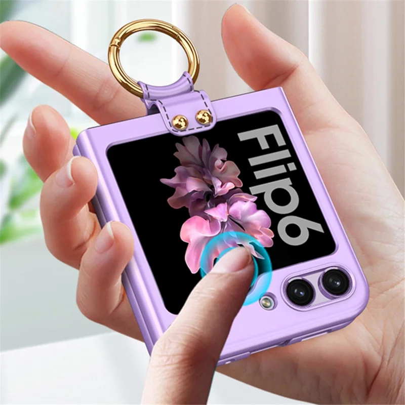 GKK для Samsung Galaxy Z Flip6 5G Чехол Kickstand Ультратонкий твердый PC Складной Чехол для телефона - Титановый Серый