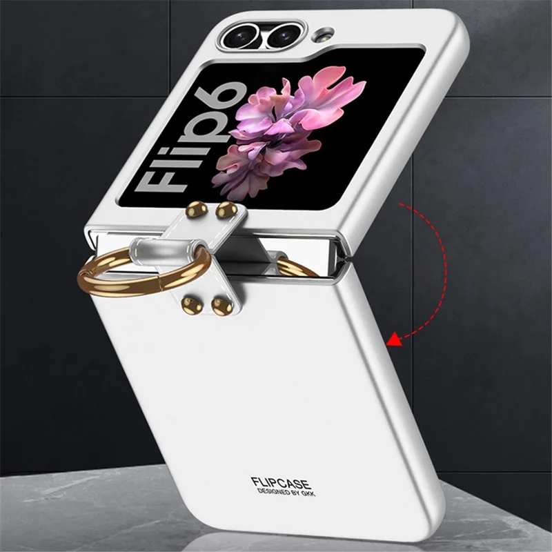 GKK для Samsung Galaxy Z Flip6 5G Чехол Kickstand Ультратонкий твердый PC Складной Чехол для телефона - Титановый Серый