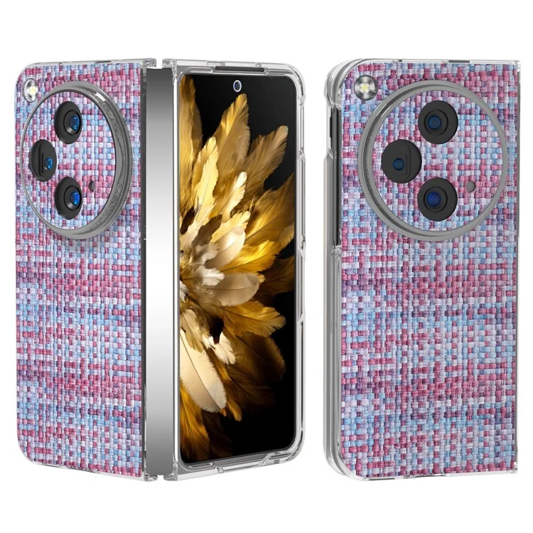 Für Oppo Find N3 5G Case PU-Leder+PC Faltbare Handyhülle Bunte Karomuster Textur - Lila