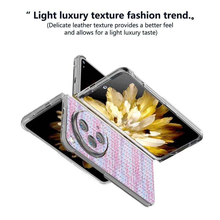 Für Oppo Find N3 5G Case PU-Leder+PC Faltbare Handyhülle Bunte Karomuster Textur - Lila