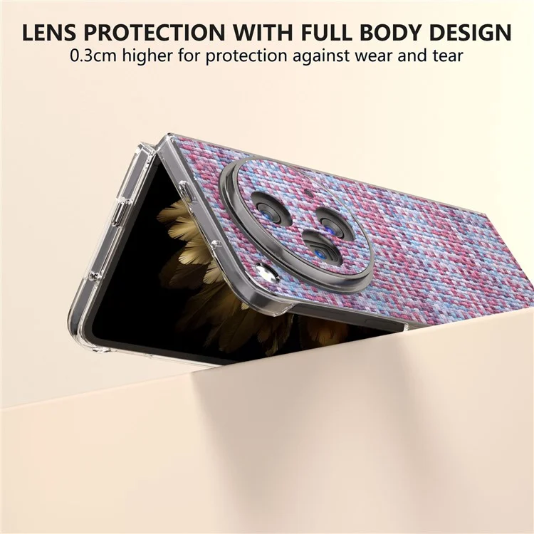 Für Oppo Find N3 5G Case PU-Leder+PC Faltbare Handyhülle Bunte Karomuster Textur - Lila