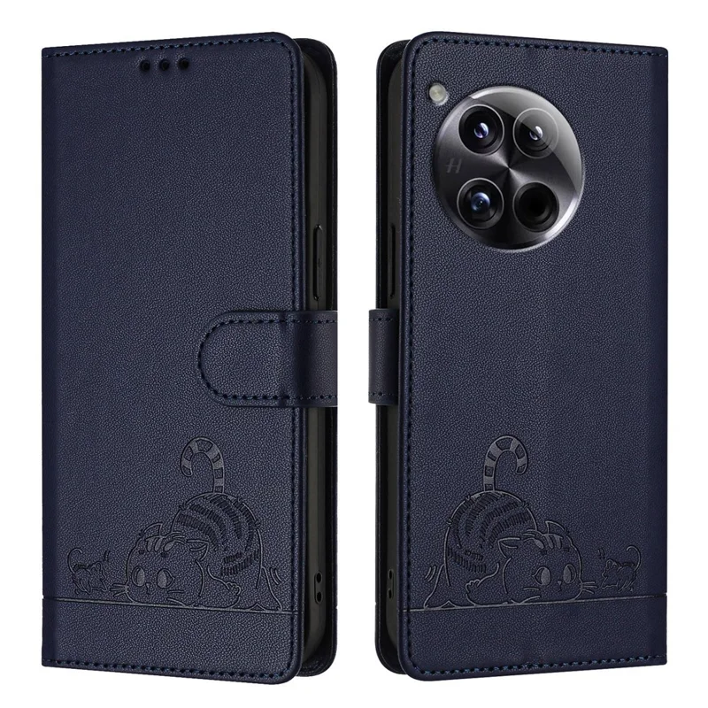 YB Imprinting Series-9 für OnePlus 12 5G-Hülle RFID-blockierende Lederhandy-Hülle mit Geldbörse - Saphir