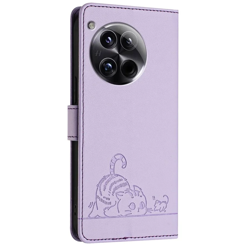 YB Imprinting Series-9 para OnePlus 12 5G Funda Bloqueo RFID Cubierta de teléfono de cuero con billetera - Púrpura