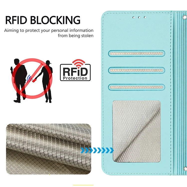 Serie de impresión YB-9 para Google Pixel 8 Funda Patrón de gato y ratón Cartera de cuero con soporte Tapa del teléfono - Verde menta
