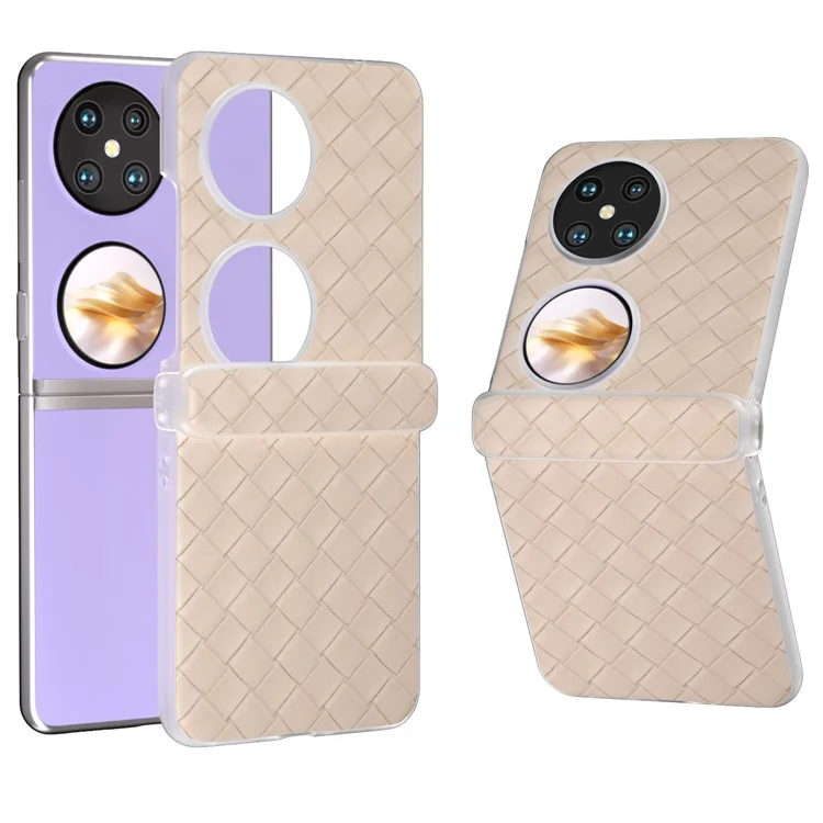 For Huawei Pocket 2 Case Woven Texture Hinge Protection PU+PC Phone Cover - Beige
