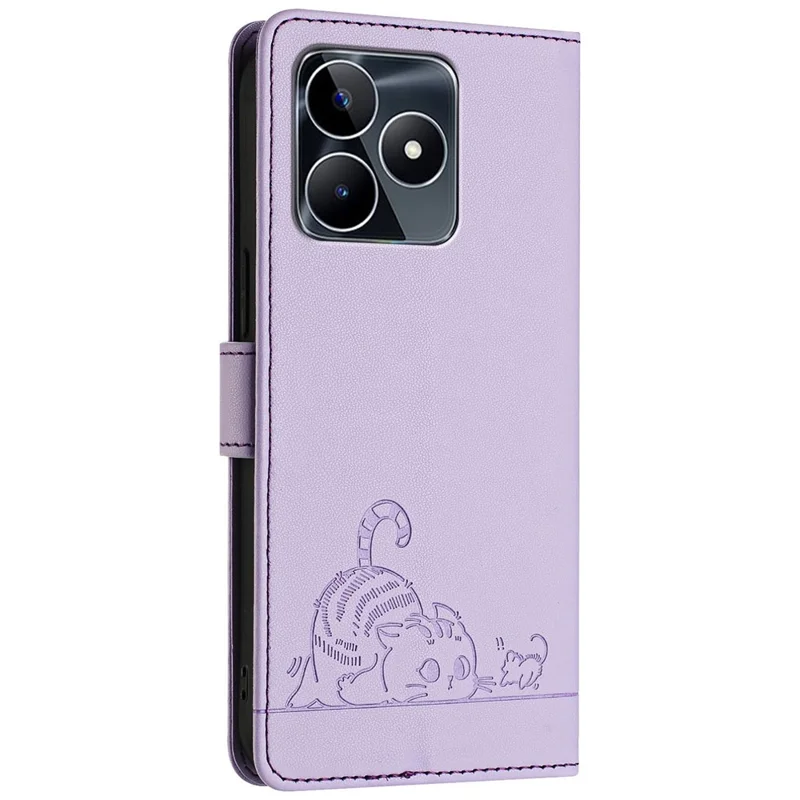 For Realme Note 50 4G / C51 / C53 (Global) / Narzo N53 4G / C53 (India) Case with Strap RFID Blocking Leather Wallet Phone Cover - Purple