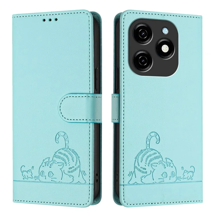 YB Imprinting Series-9 para TECNO Spark 20 Funda del teléfono RFID Bloqueo Impreso Cubierta de cuero - Verde menta